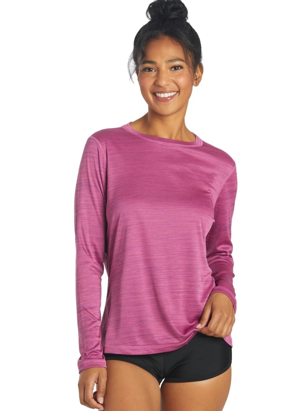 Danskin Women's Long-Sleeve Crew Tee - Magenta Pink (004)
